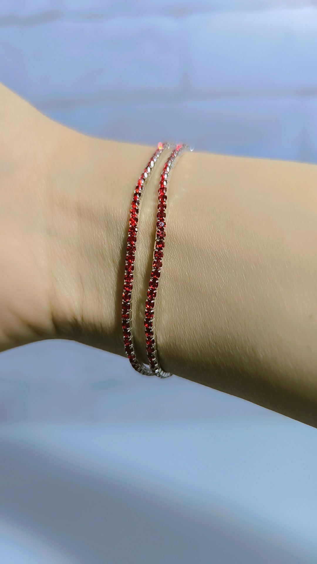 دستبند تنیسی کشی نگین قرمز