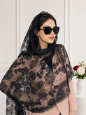 شال گیپور مجلسی مشکی زنانه دور دانتل