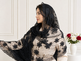 شال گیپور مجلسی مشکی زنانه دور دانتل