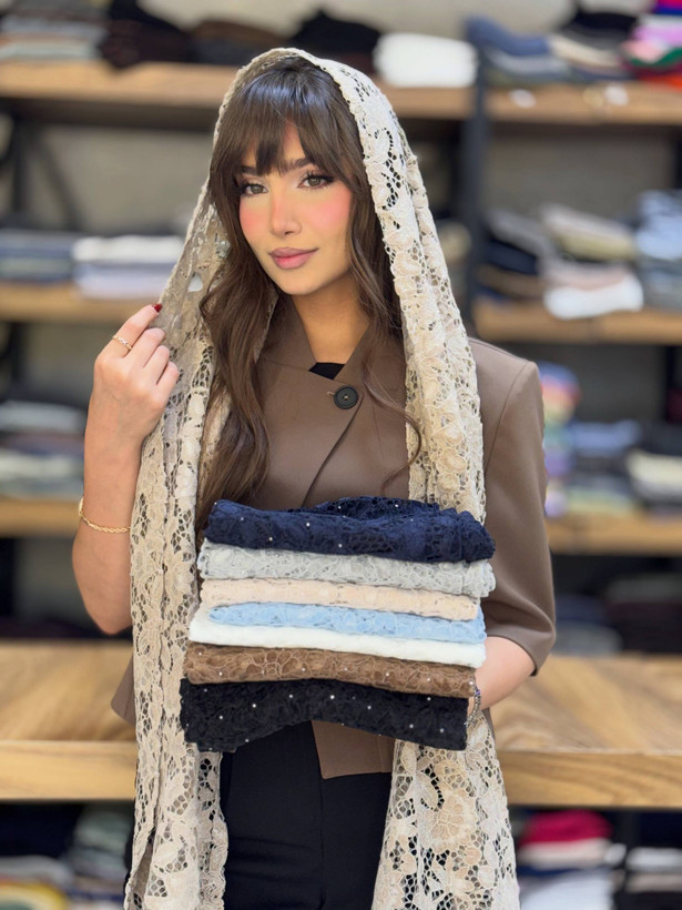 شال مخمل نگین دار مجلسی زنانه