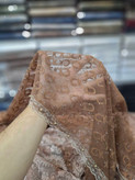 شال گیپور نگین مروارید مجلسی زنانه موکا