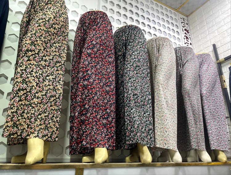 شلوار پلیسه خانگی جنس ریون فلامنت فری سایز
