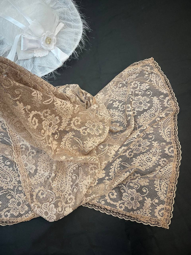 شال گیپور نگین کارشده مجلسی زنانه رنگ موکا