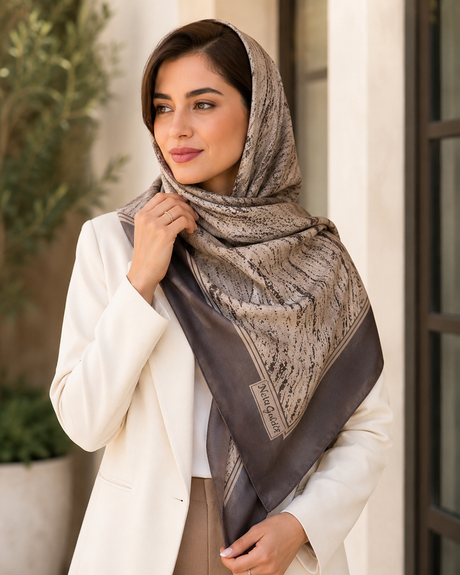 روسری ابریشم مجلسی زنانه دو رو قواره ۱۱۰